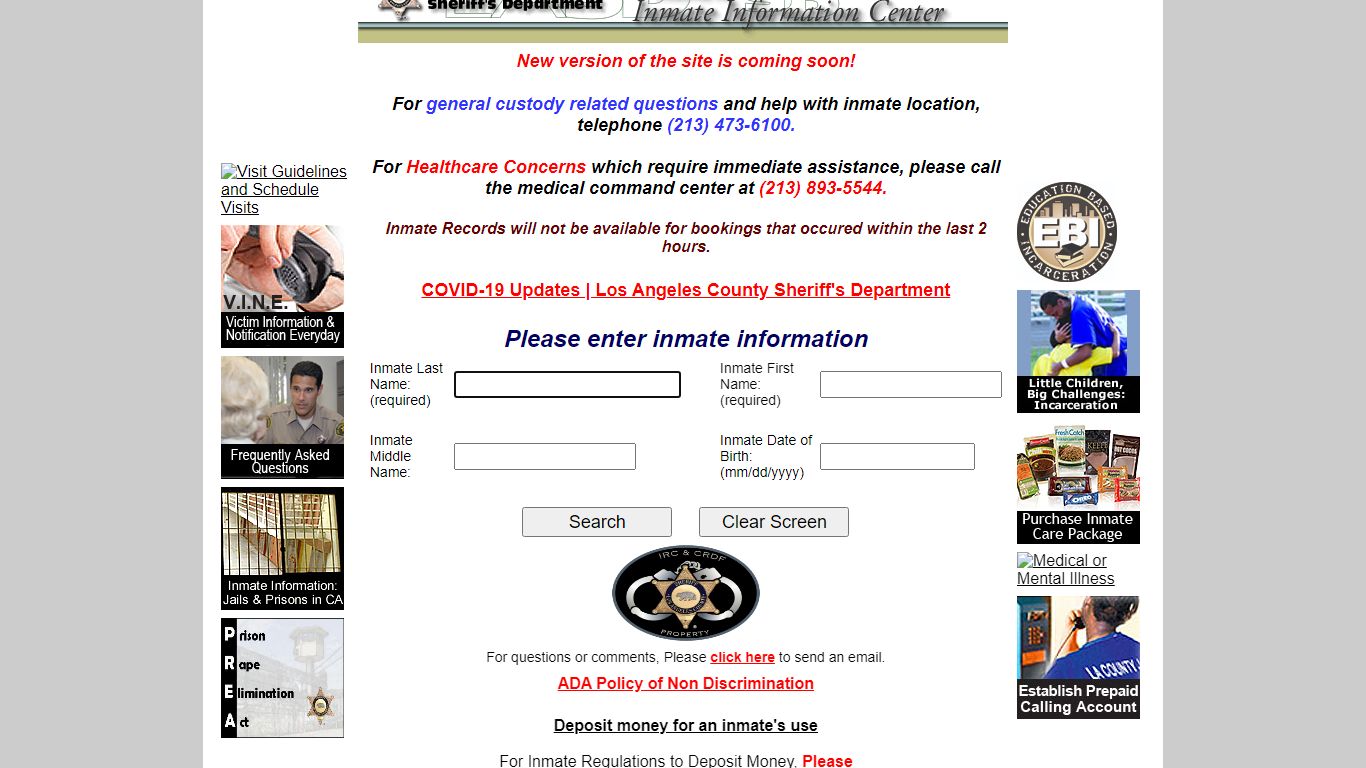 Los Angeles County Inmate Search